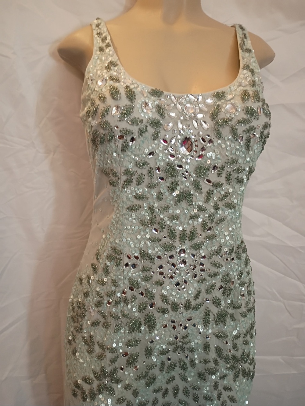 Adrianna Papell Light Green Sequin Embellished Mini Dress - Picture 3 of 5
